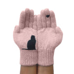 YESFASHION Tops Autumn Winter Outdoor Thick Cat Bird Print Gloves
