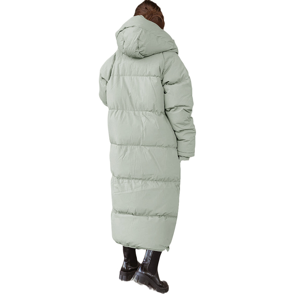 YESFASHION Hooded Solid Cotton Long Coats