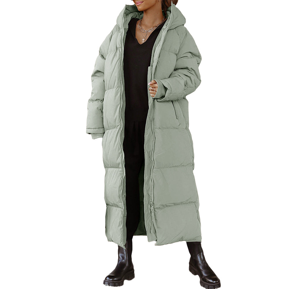 YESFASHION Hooded Solid Cotton Long Coats