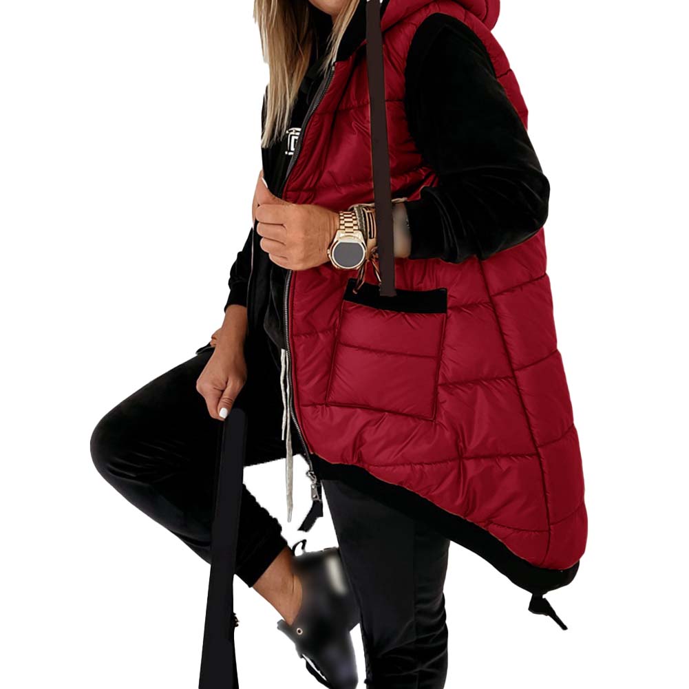YESFASHION Ladies Drawstring Hooded Jacket Vest