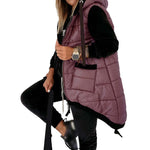 YESFASHION Ladies Drawstring Hooded Jacket Vest