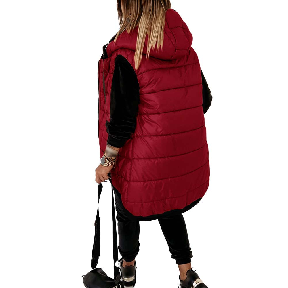 YESFASHION Ladies Drawstring Hooded Jacket Vest