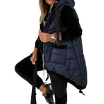 YESFASHION Ladies Drawstring Hooded Jacket Vest
