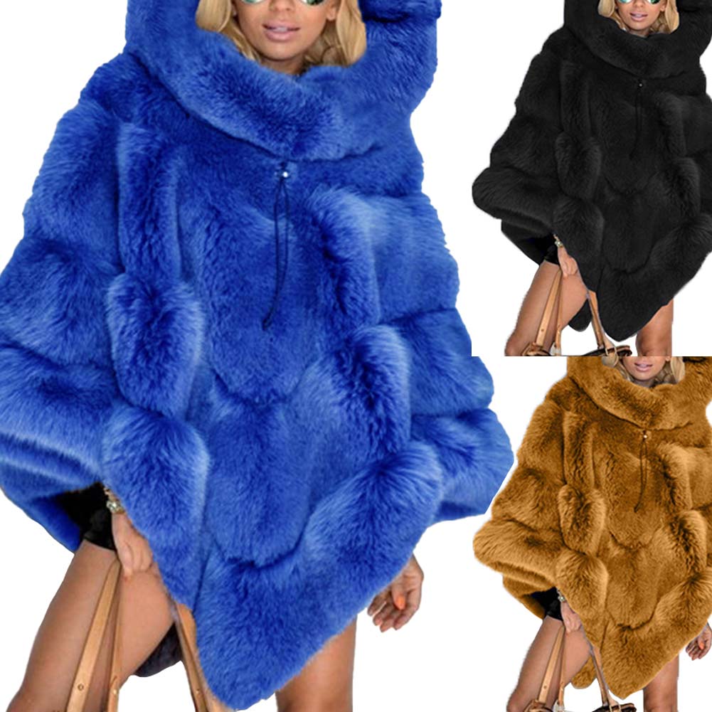 YESFASHION Solid Hooded Clothing Loose Coat Cape Coats