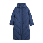 YESFASHION Women Turtleneck Solid Color Mid-length Cotton Coats