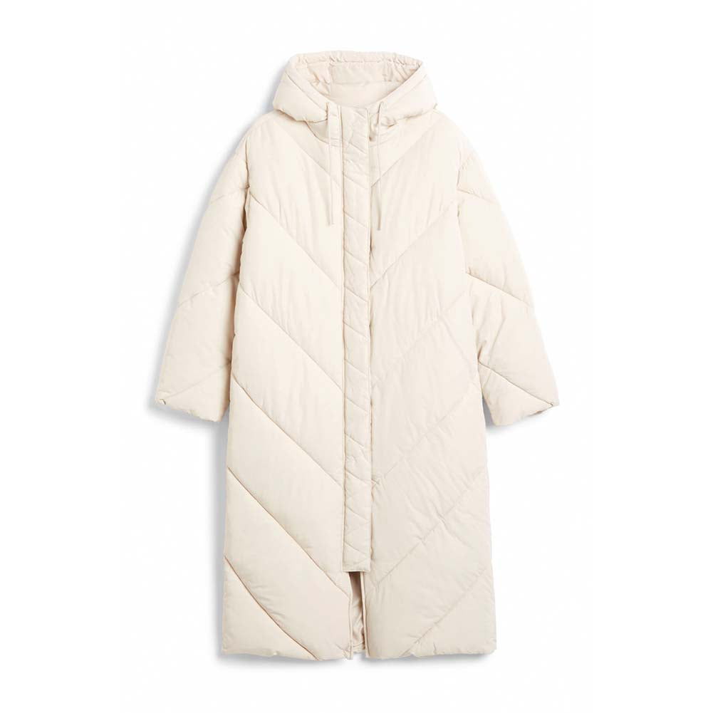 YESFASHION Women Turtleneck Solid Color Mid-length Cotton Coats