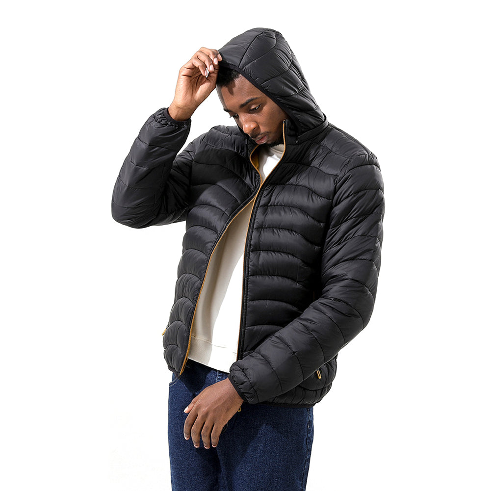 YESFASHION Men Cotton Plus Size Light Hooded Jacket Coats