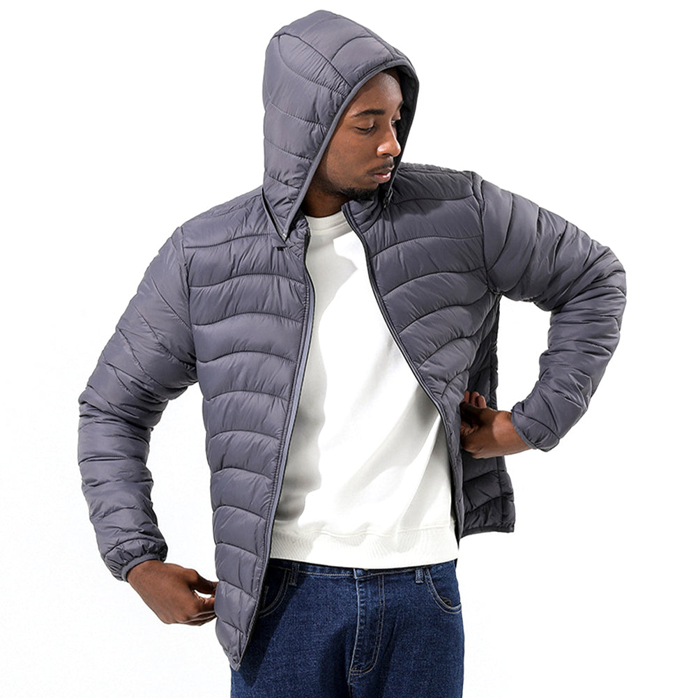 YESFASHION Men Cotton Plus Size Light Hooded Jacket Coats