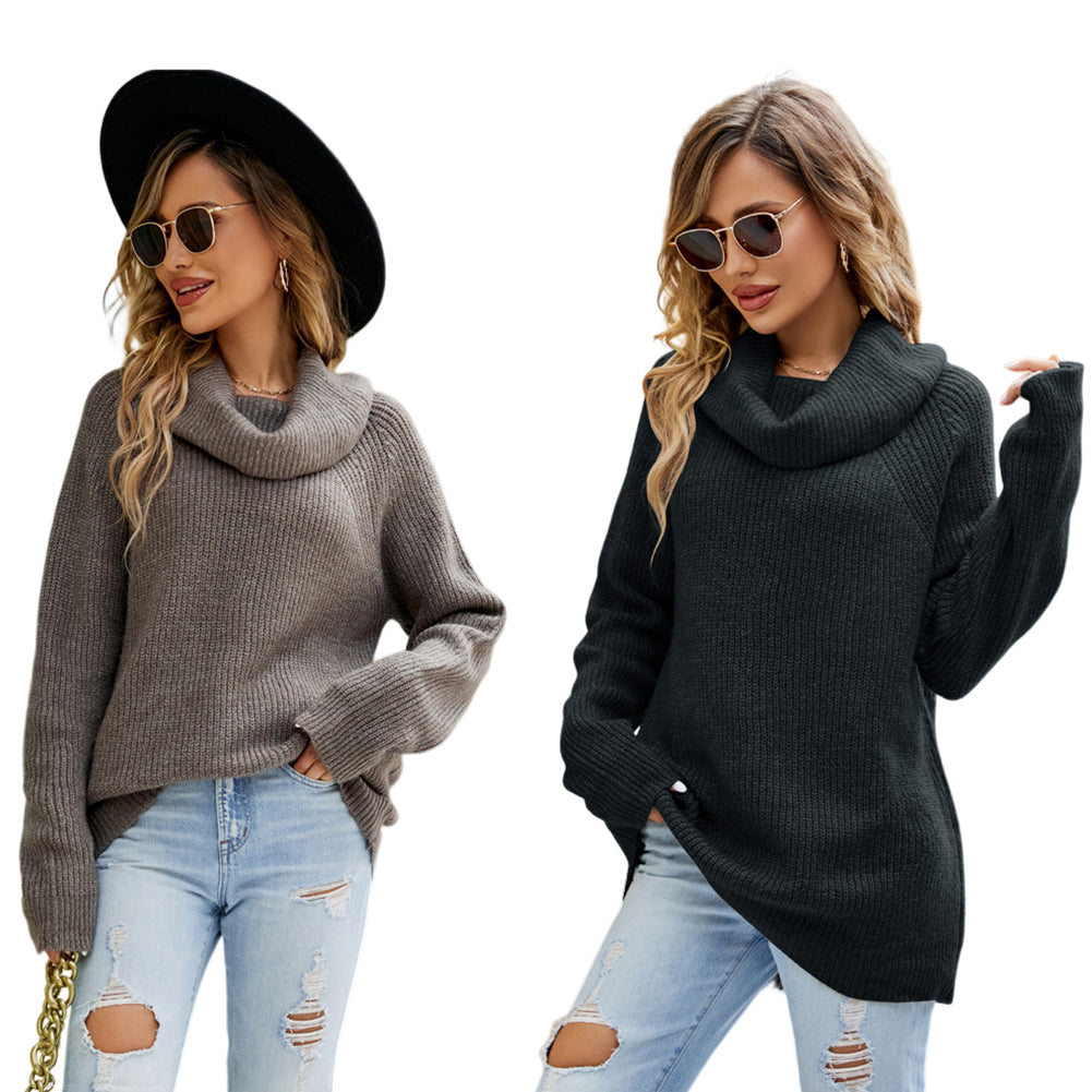 YESFASHION Versatile Solid Lapel Pullover Sweaters
