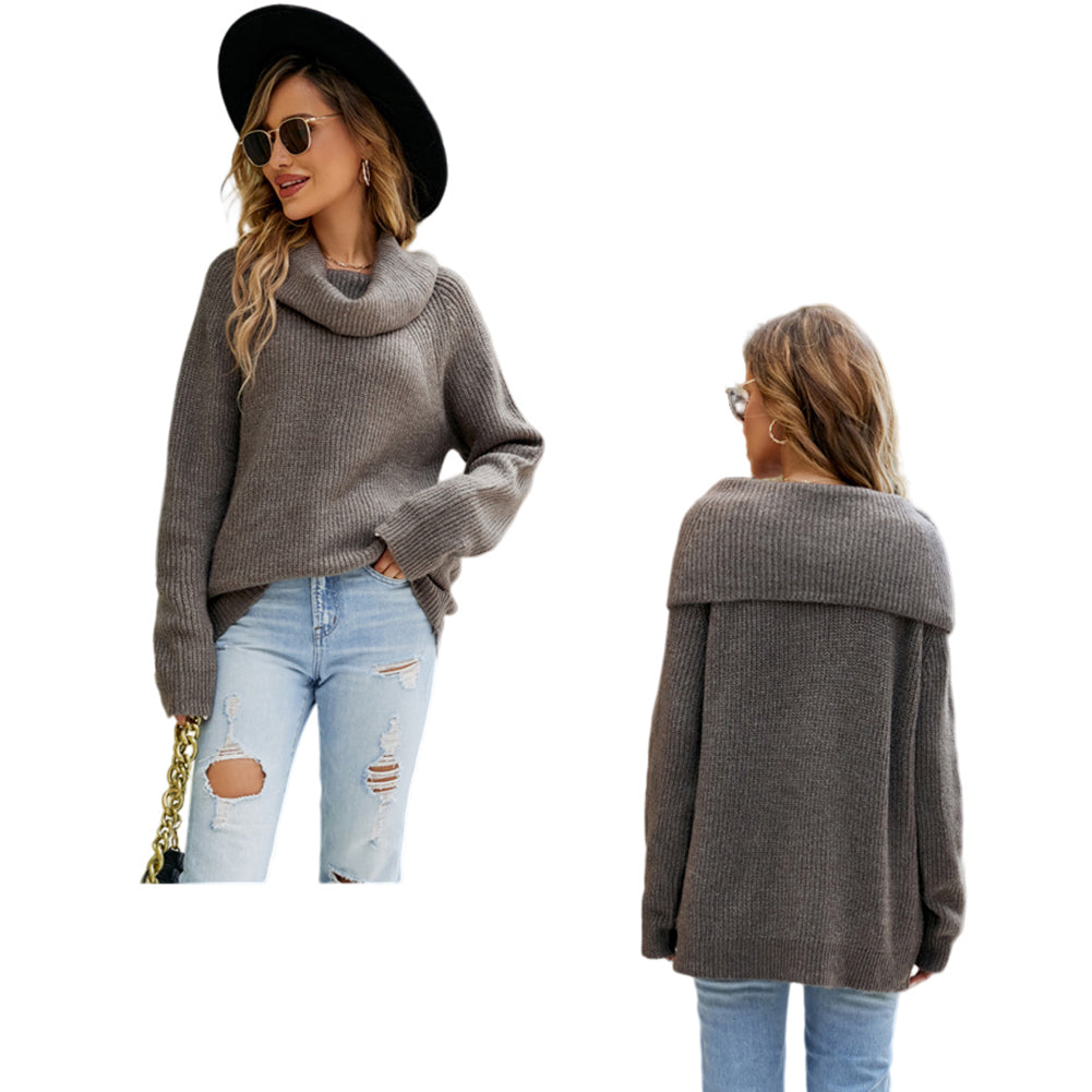 YESFASHION Versatile Solid Lapel Pullover Sweaters