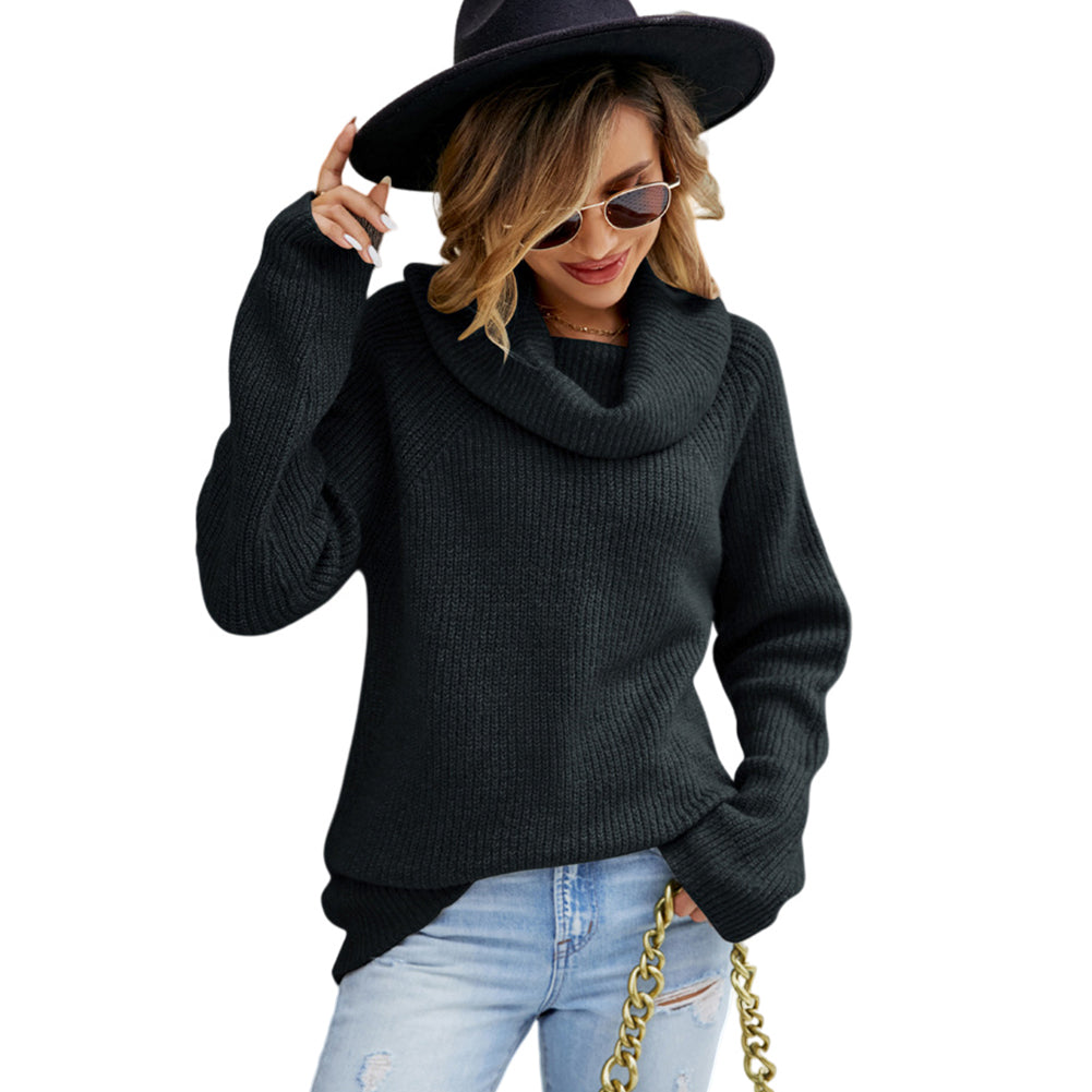 YESFASHION Versatile Solid Lapel Pullover Sweaters