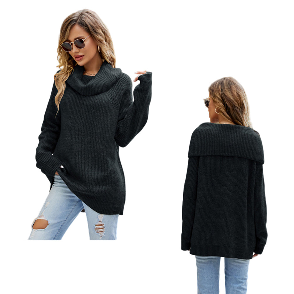 YESFASHION Versatile Solid Lapel Pullover Sweaters