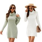 YESFASHION Solid Beanie Pullover Long Sweaters