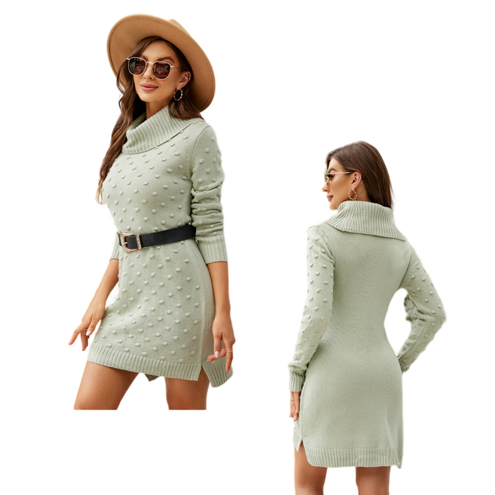 YESFASHION Solid Beanie Pullover Long Sweaters