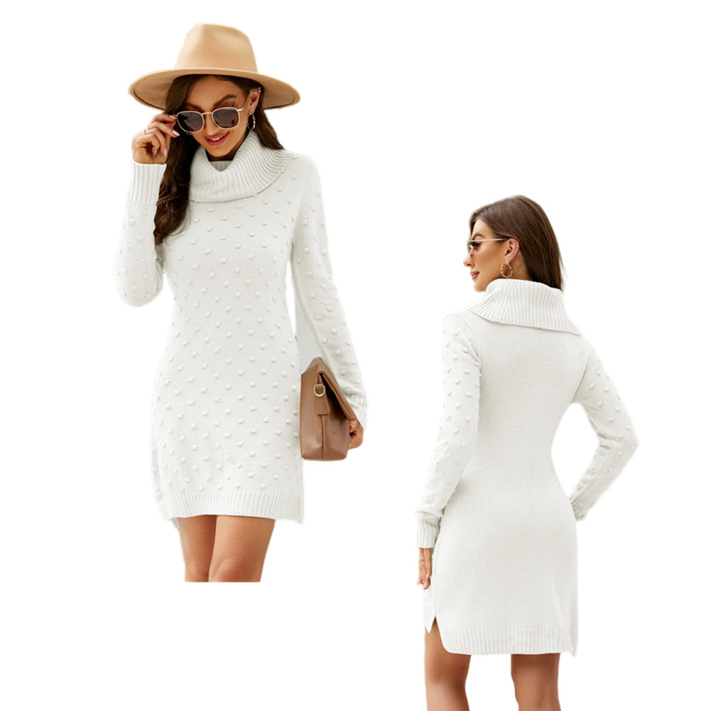 YESFASHION Solid Beanie Pullover Long Sweaters