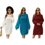 YESFASHION Solid Cable Long Turtleneck Sweaters