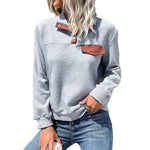 YESFASHION Vintage Stitching Stand-up Collar Pullover Sweaters