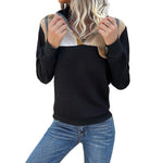 YESFASHION Retro Stitching Retro Stand Collar Pullover Sweaters