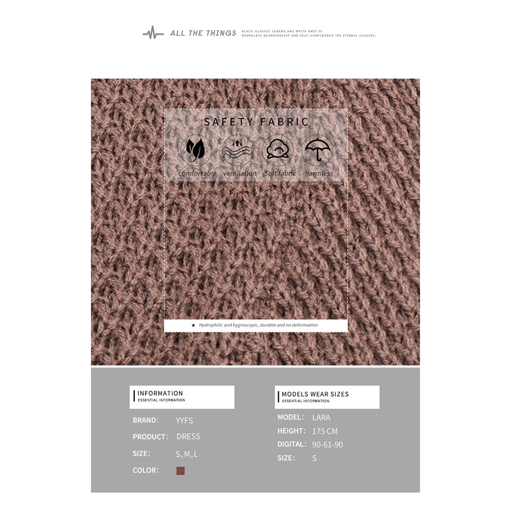 YESFASHION Fashion Long Sleeve Solid Turtleneck Dress Women