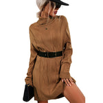 YESFASHION Long Sleeve Solid Color Twist Women Sweaters Dress