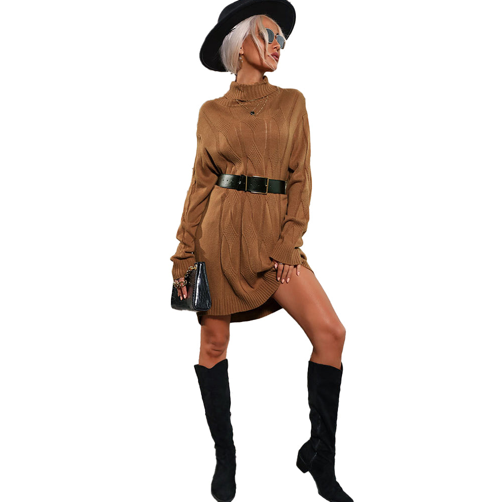 YESFASHION Long Sleeve Solid Color Twist Women Sweaters Dress
