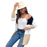 YESFASHION Casual Sweaters Fashion Contrast Color Cardigan Jacket