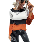 YESFASHION Ladies Casual Fashion Paneled Long Sleeve Sweaters