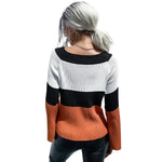 YESFASHION Ladies Casual Fashion Paneled Long Sleeve Sweaters