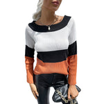 YESFASHION Ladies Casual Fashion Paneled Long Sleeve Sweaters