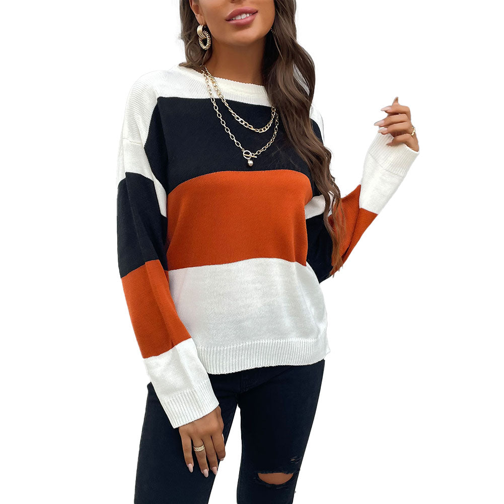 YESFASHION Casual Fashion Loose Panel Long Sleeve Sweaters