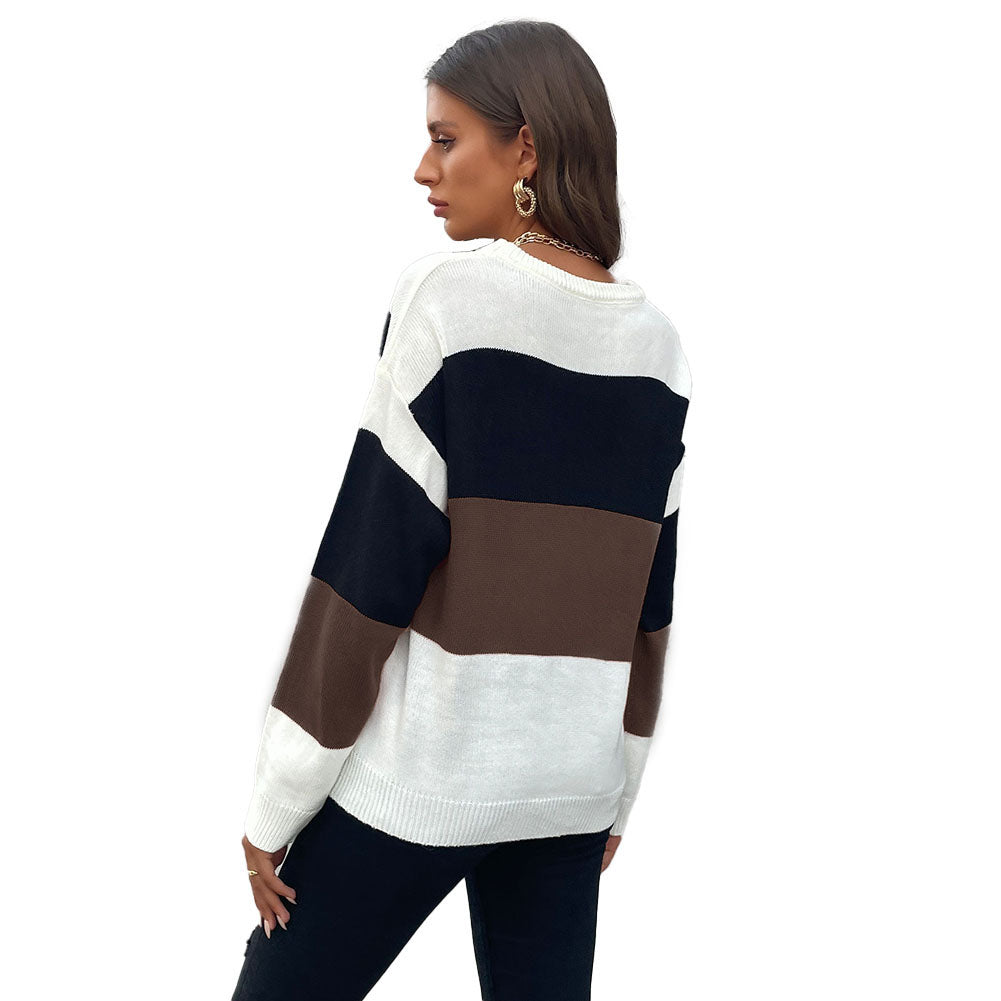 YESFASHION Casual Fashion Loose Panel Long Sleeve Sweaters