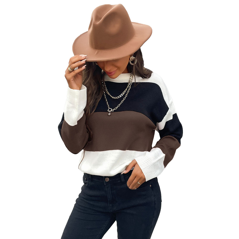 YESFASHION Casual Fashion Loose Panel Long Sleeve Sweaters