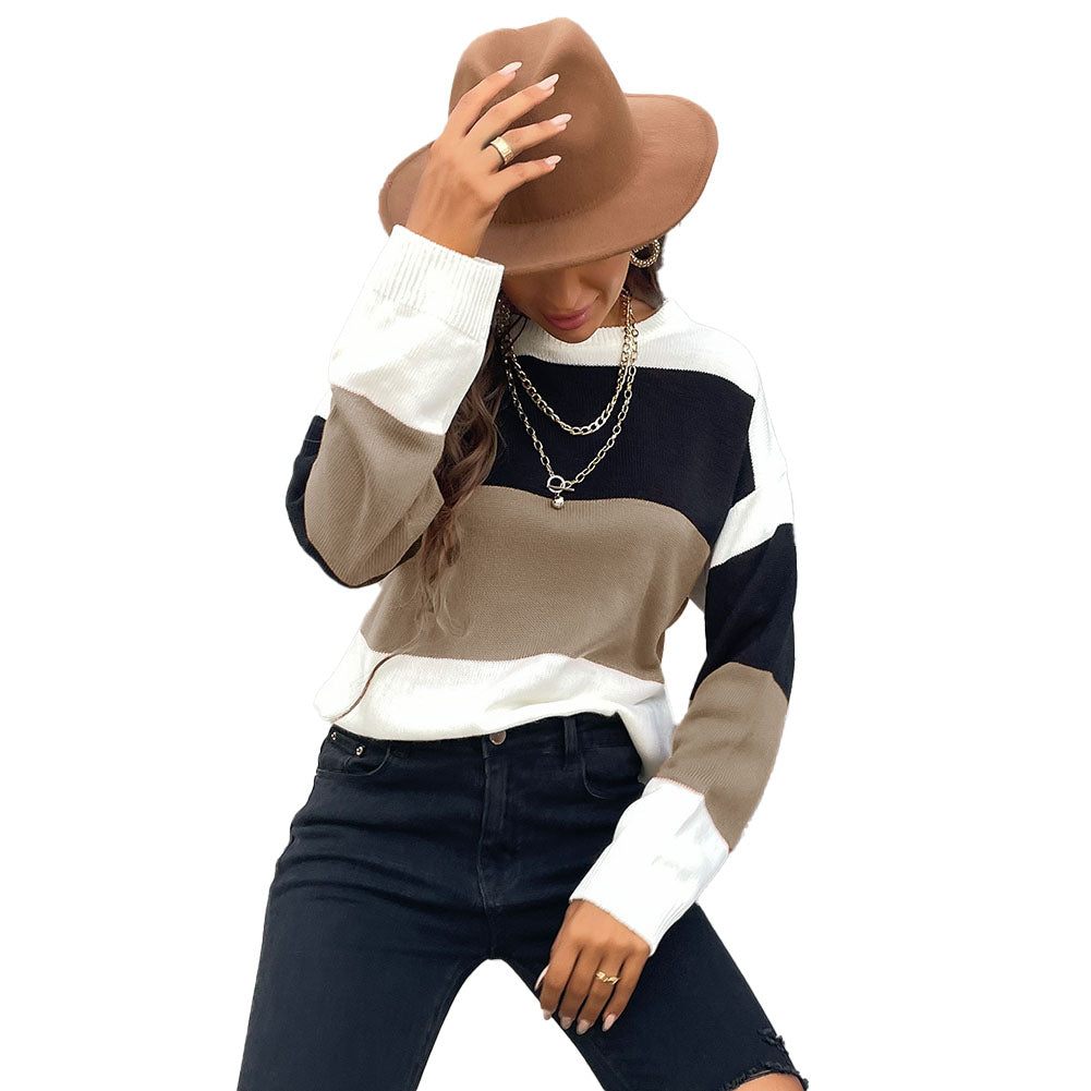 YESFASHION Casual Fashion Loose Panel Long Sleeve Sweaters