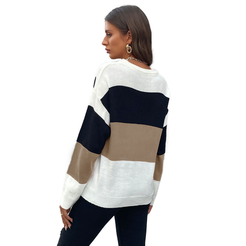 YESFASHION Casual Fashion Loose Panel Long Sleeve Sweaters