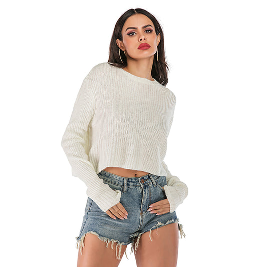 YESFASHION Solid Color Knitted Casual Autumn Winter Sweaters