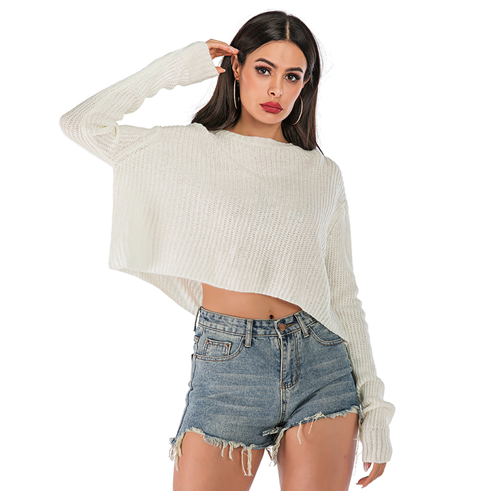 YESFASHION Solid Color Knitted Casual Autumn Winter Sweaters