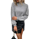 YESFASHION Fashion Long Sleeve Solid Beaded Loose Sweaters