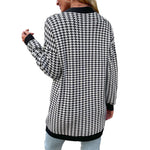 YESFASHION Long Sleeve Houndstooth Sweater Cardigan Sweaters