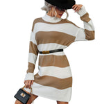 YESFASHION Long Sleeve Striped Long Sweaters Dress