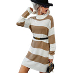 YESFASHION Long Sleeve Striped Long Sweaters Dress