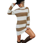 YESFASHION Long Sleeve Striped Long Sweaters Dress