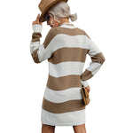 YESFASHION Long Sleeve Striped Long Sweaters Dress