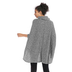 YESFASHION Cape Length Knitted Cape Turtleneck Mid Length