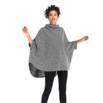 YESFASHION Cape Length Knitted Cape Turtleneck Mid Length