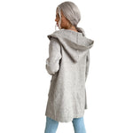 YESFASHION Women Hooded Pit Knit Sweaters Cardigan