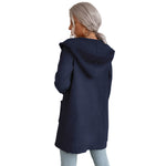 YESFASHION Women Hooded Pit Knit Sweaters Cardigan