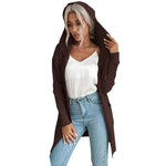 YESFASHION Women Hooded Pit Knit Sweaters Cardigan