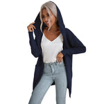 YESFASHION Women Hooded Pit Knit Sweaters Cardigan