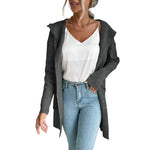 YESFASHION Women Hooded Pit Knit Sweaters Cardigan