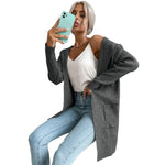 YESFASHION Women Hooded Pit Knit Sweaters Cardigan